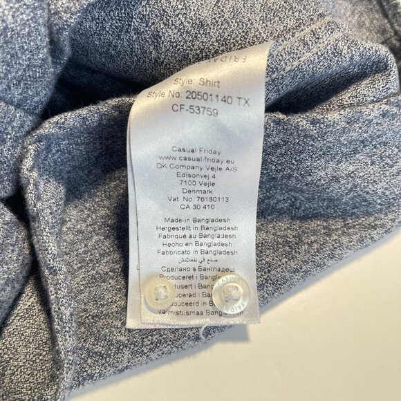 Casual Friday Slim Fit Button Up Top Navy Blue ish and Grey Size Medium - Picture 5 of 12